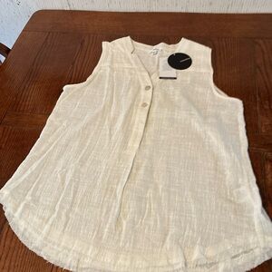 Mittoshop Knit Tank Top Women’s M Gauze Fringe Hem Tunic 100% Cotton NWT